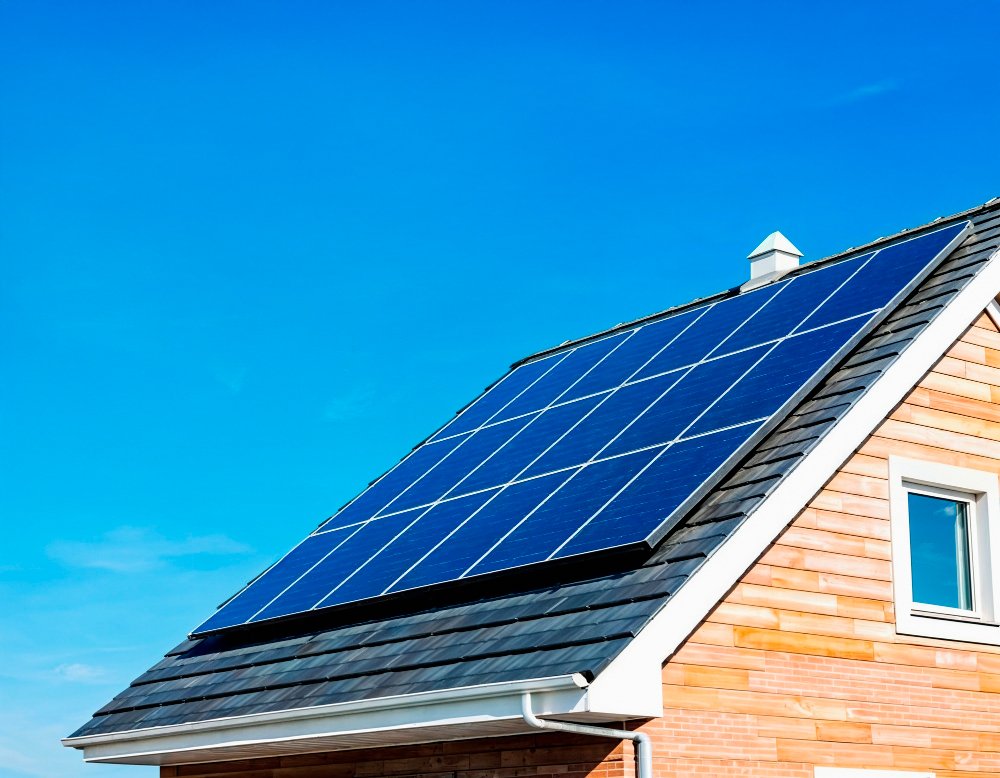 Solar panels on house roof